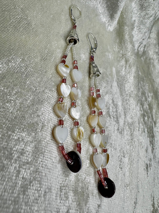 MOP Hearts & Wampum Dangles (S925)