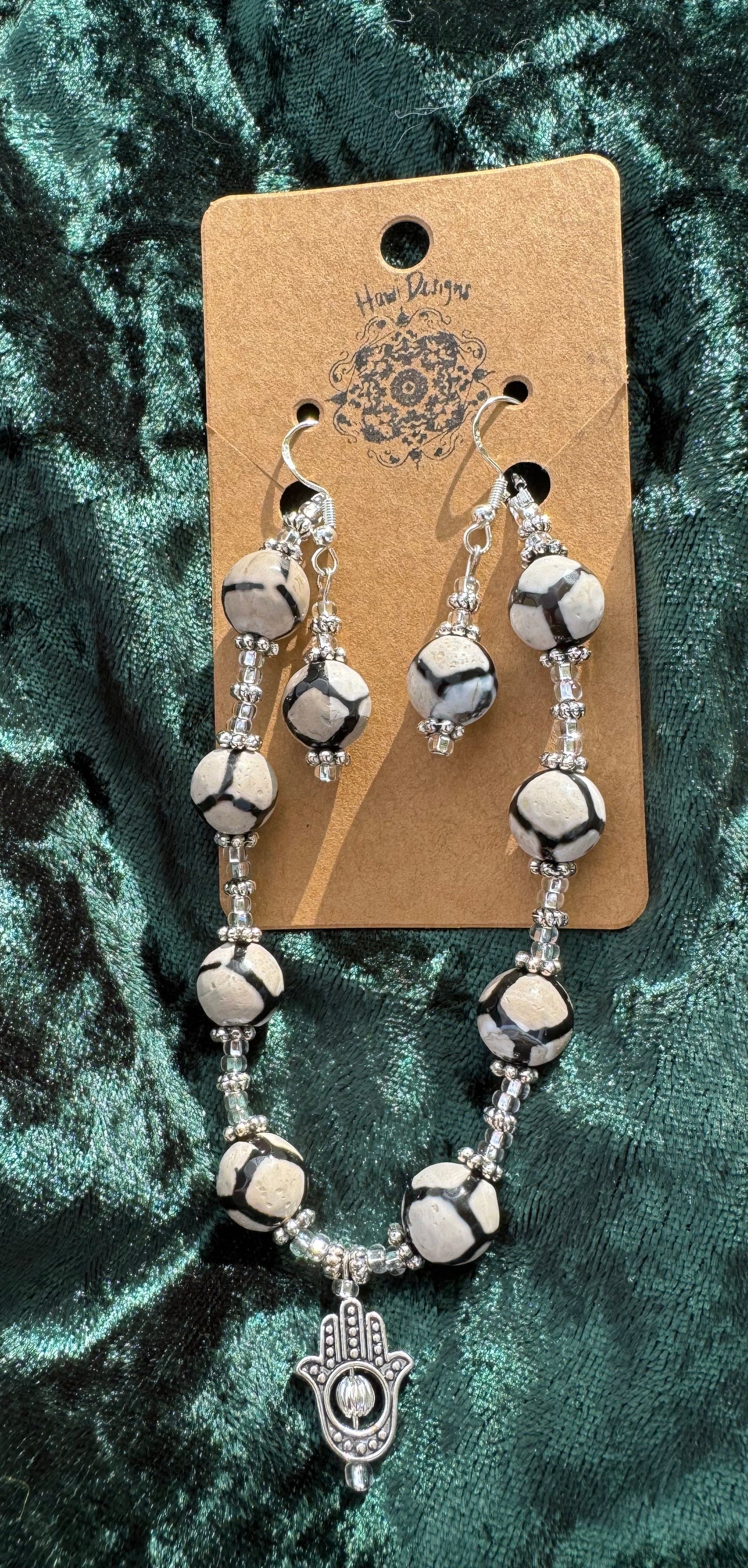 Hamsa Bracelet with Matching Earrings Set