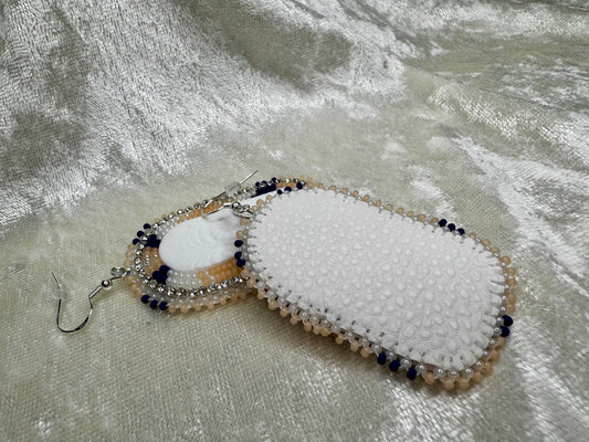 Peach & Navy Dome Dangles