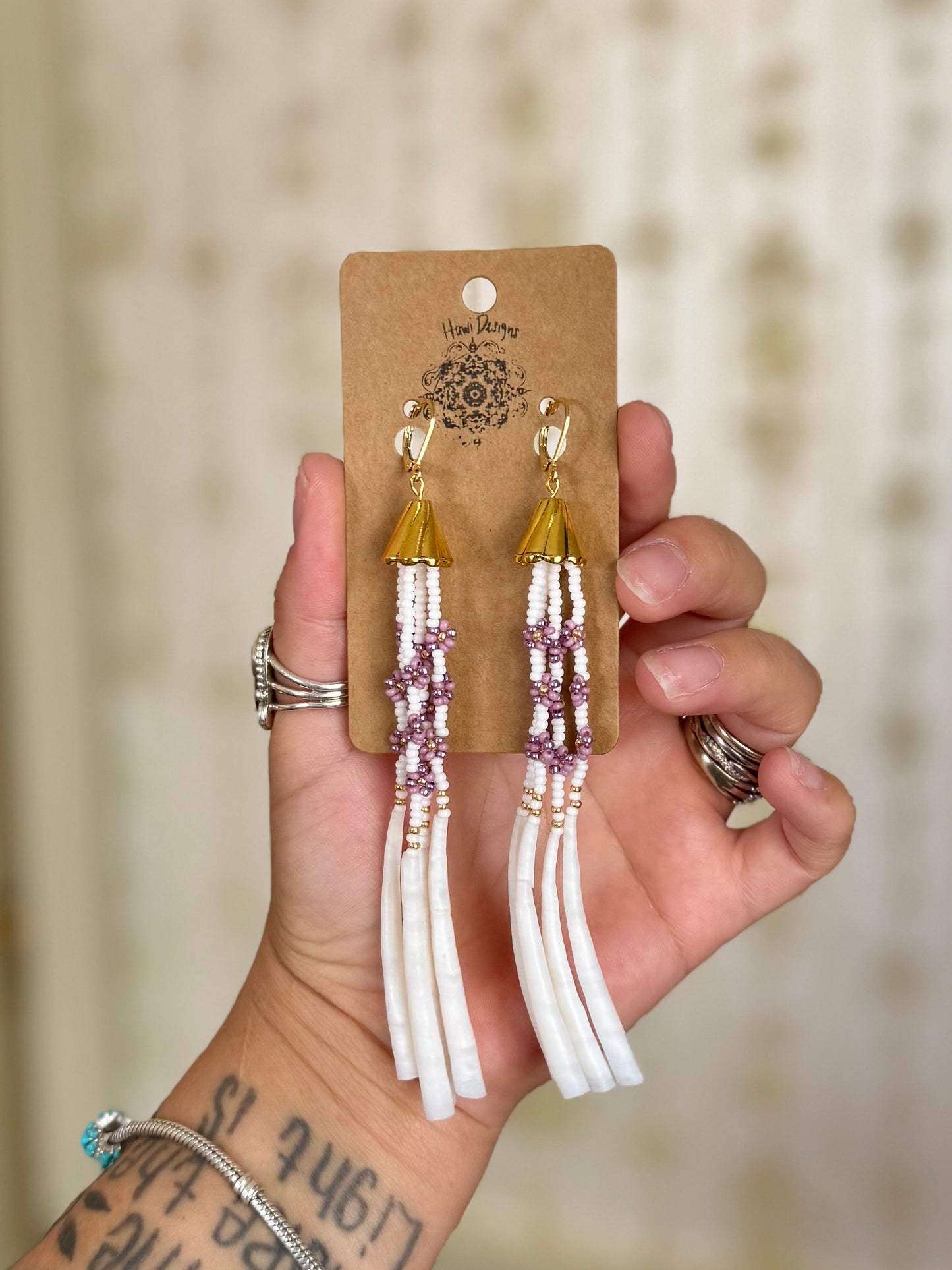 Purple & White Dentalium Shorties