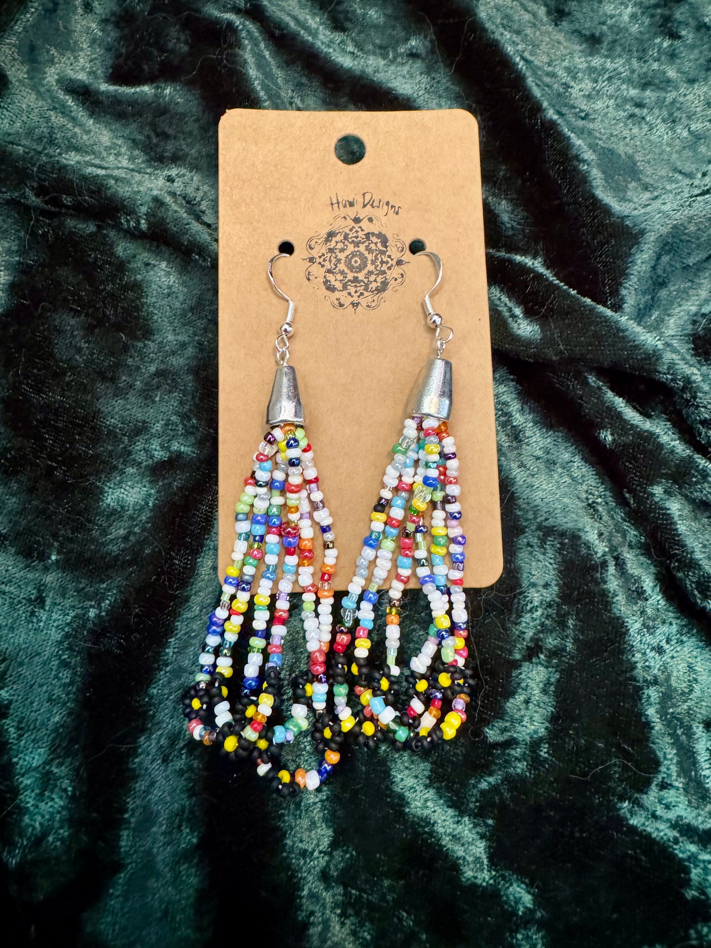 Black & Yellow Daisy Bead Soup Earrings