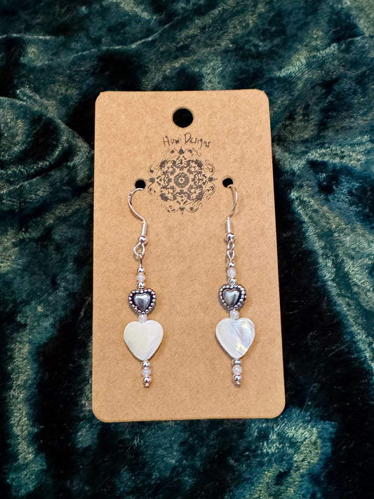 Mother of Pearl Heart Earrings
