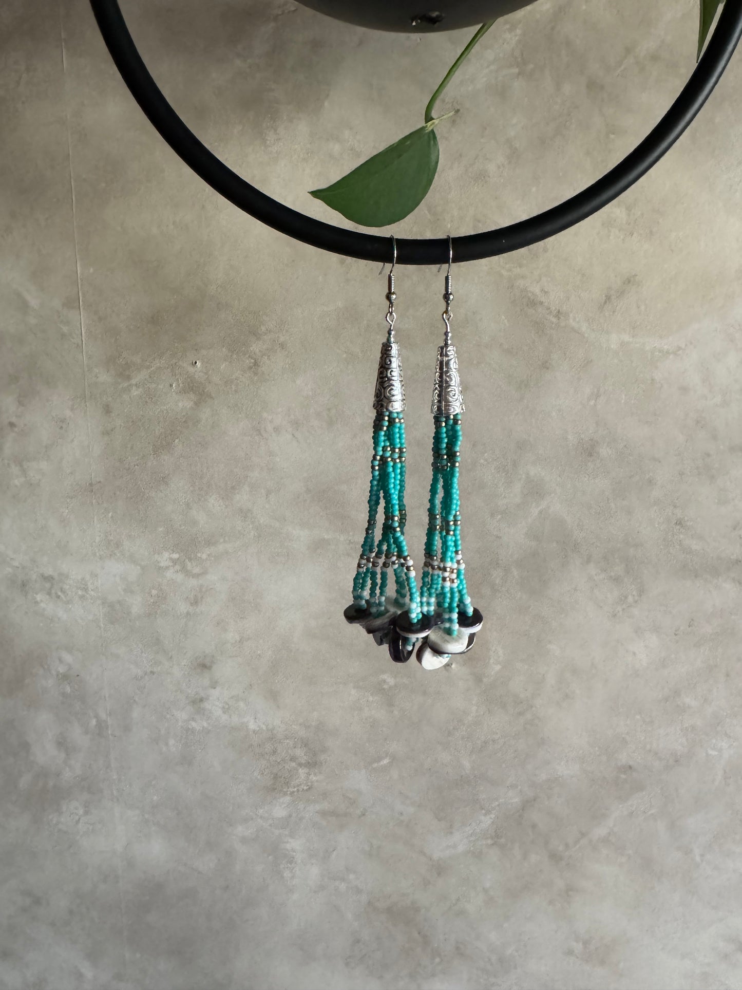 Turquoise Wampum Earrings