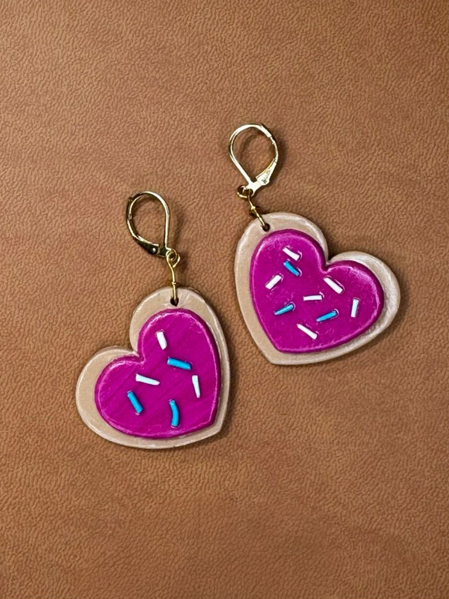 Dark Pink Sugar Cookie Clay Earrings