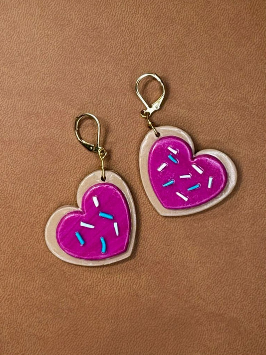 Dark Pink Sugar Cookie Clay Earrings
