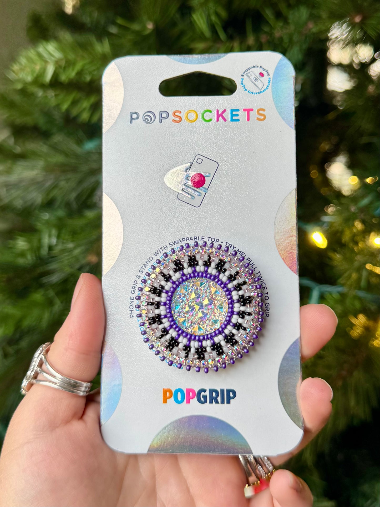 Black, White & Purple Phone Grip