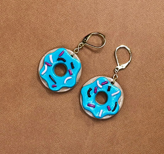 Blue Sprinkled Donut Earrings
