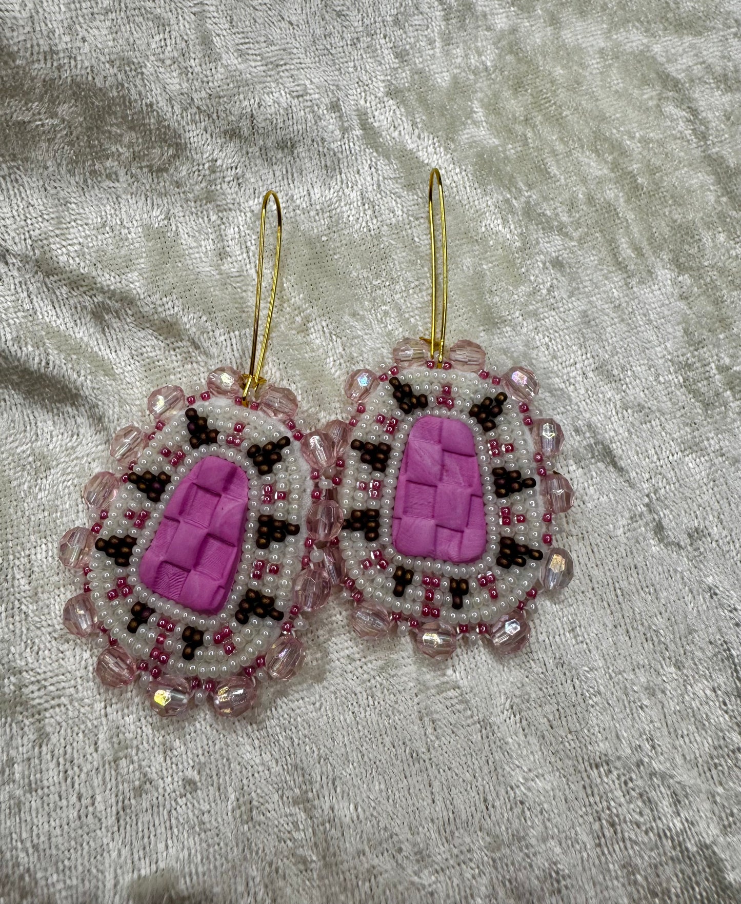 Pink Checkered Earrings