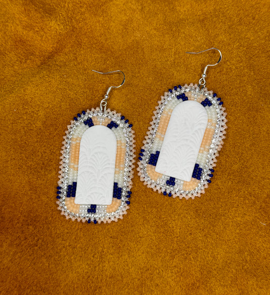 Peach & Navy Dome Dangles