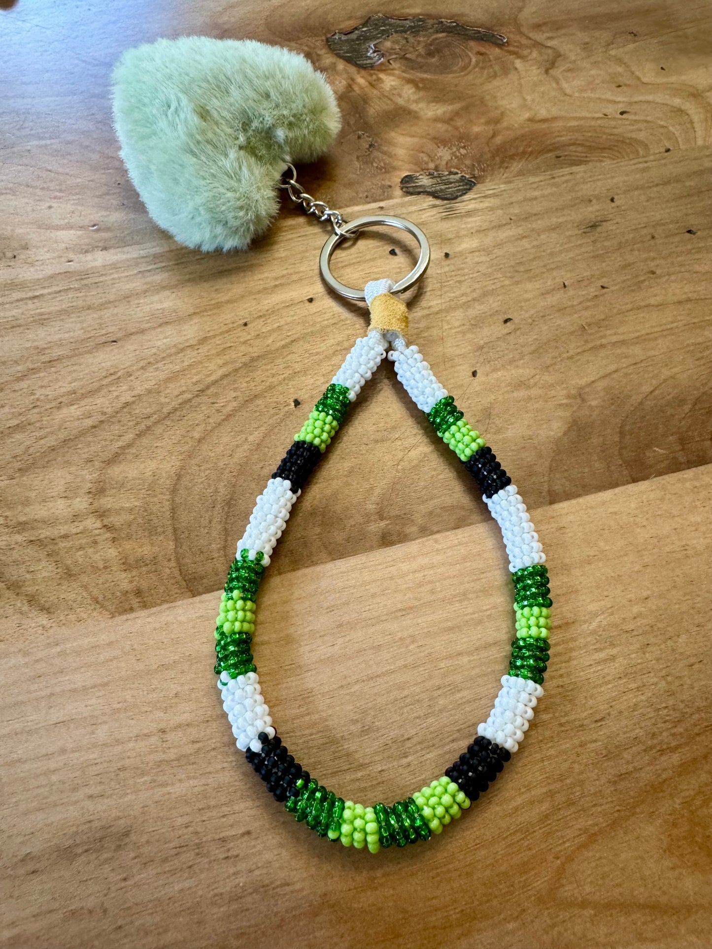 Greens, White & Black Wristlet