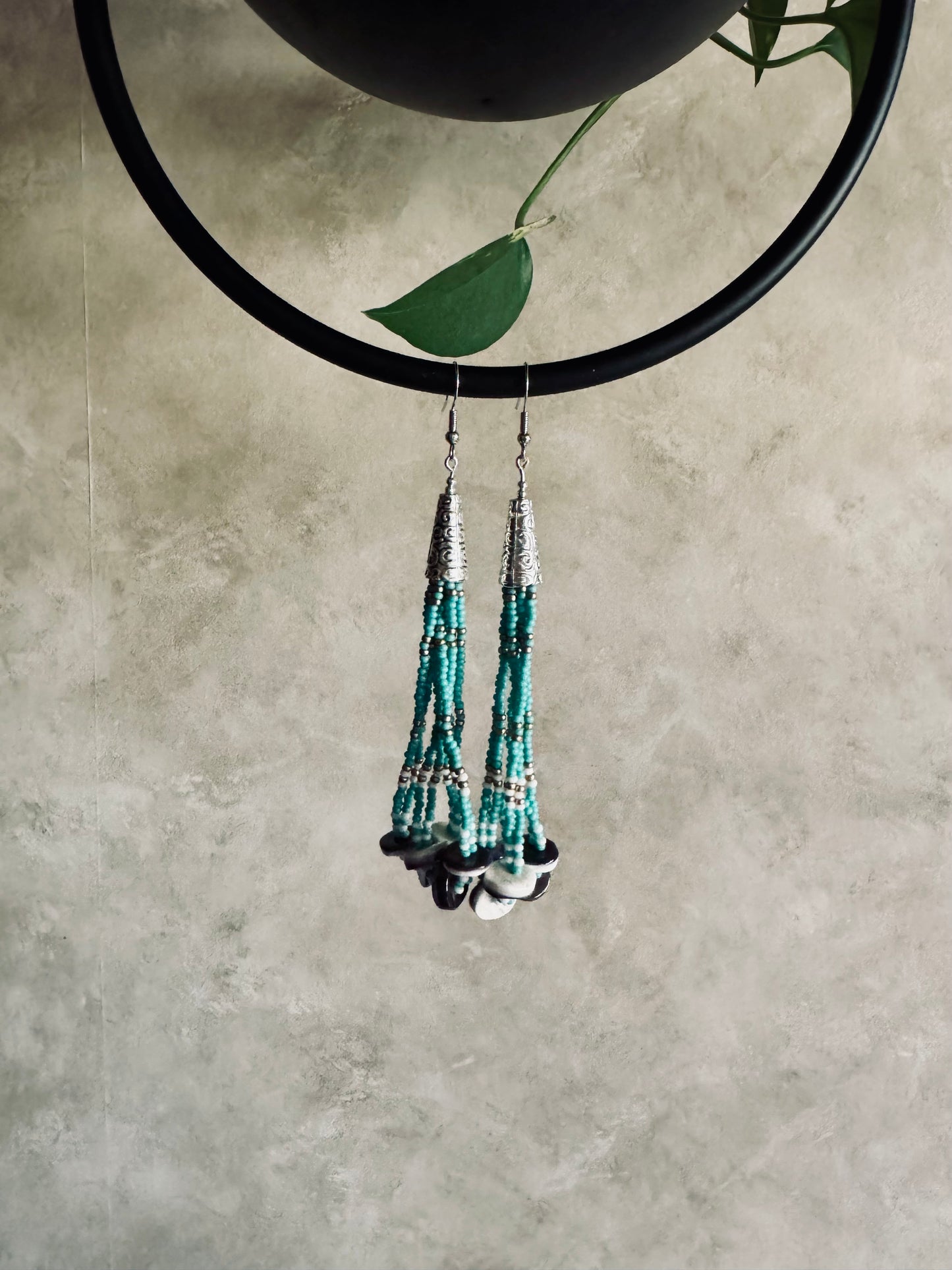 Turquoise Wampum Earrings