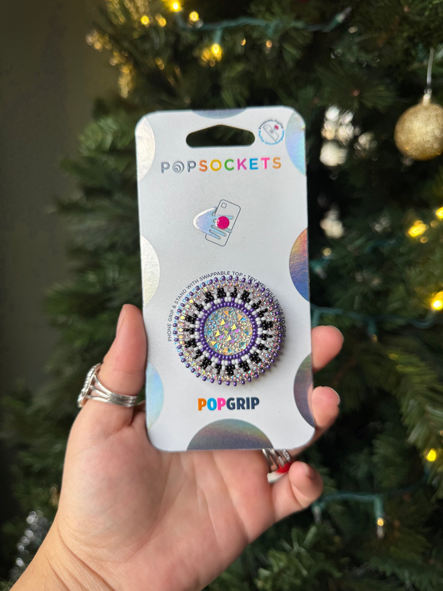 Black, White & Purple Phone Grip