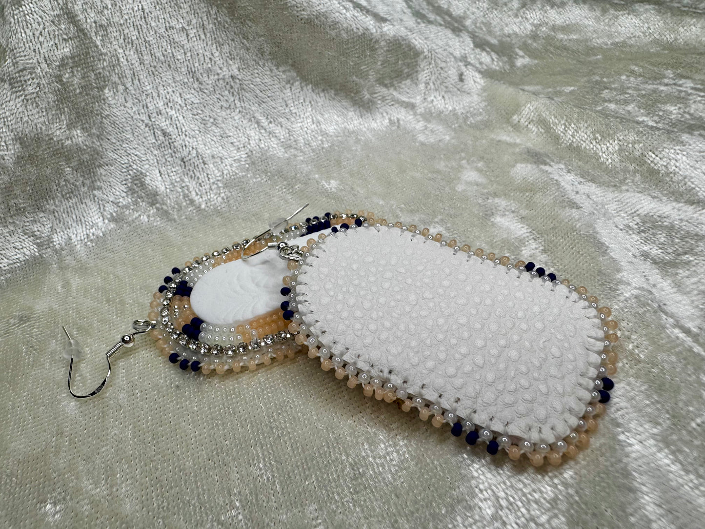 Peach & Navy Dome Dangles