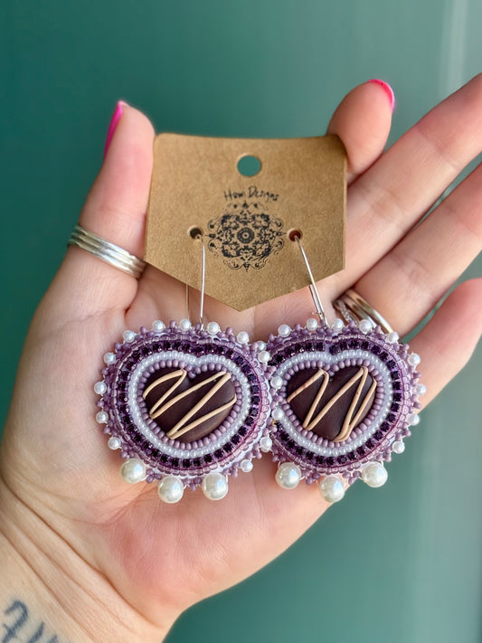 Purple Drizzled Chocolate Hearts