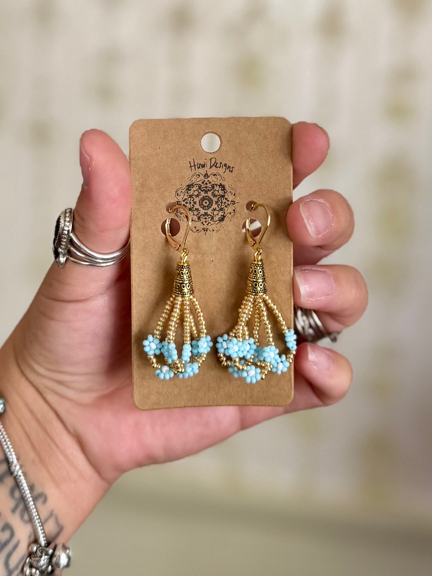 Gold & Matte Baby Blue Daisies