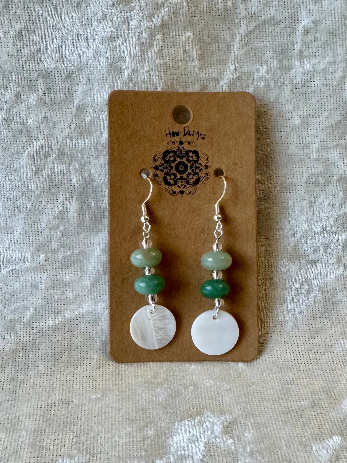 Green Stone with Mother of Pearl Coins