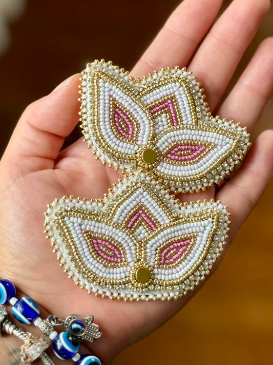 Gold & Pink Flower Earrings