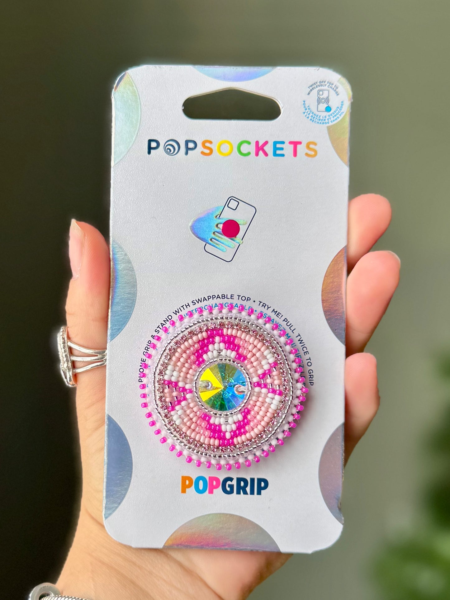 Pink & Silver Phone Grip