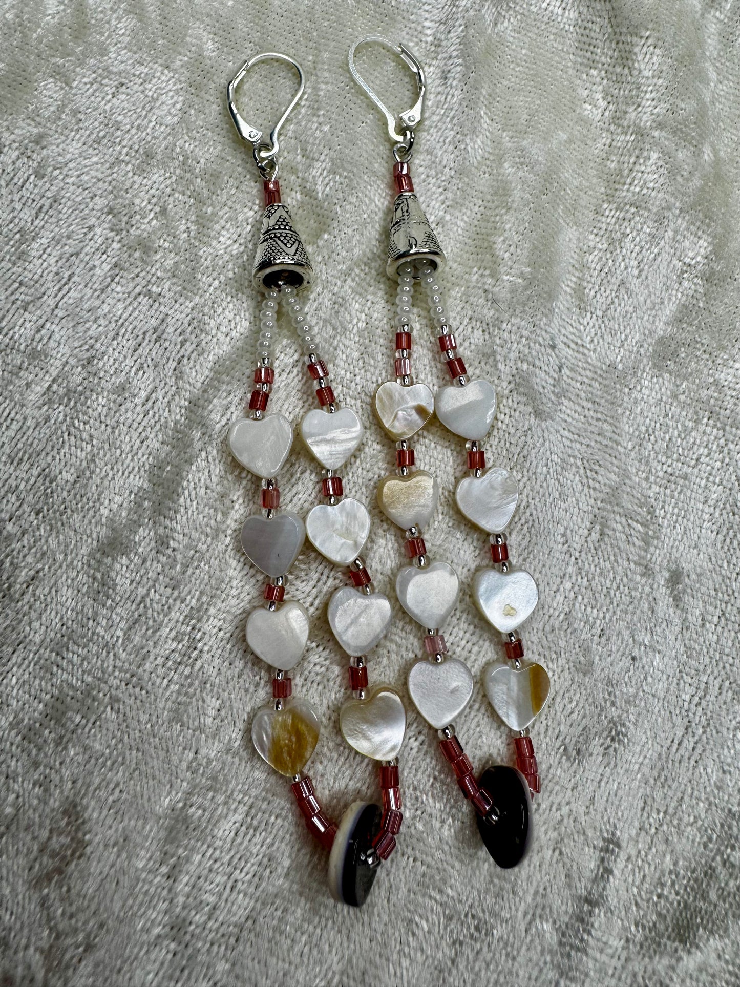 MOP Hearts & Wampum Dangles (S925)