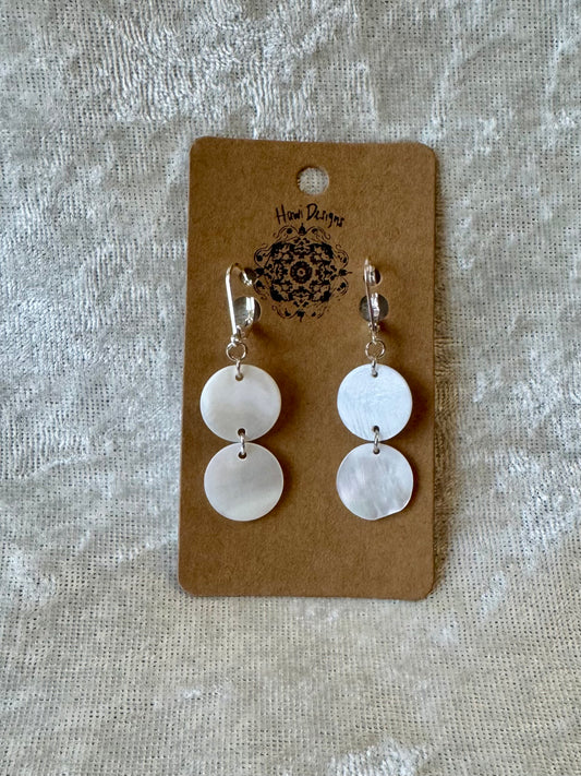 Stacked Mother of Pearl Coins - Lever Back