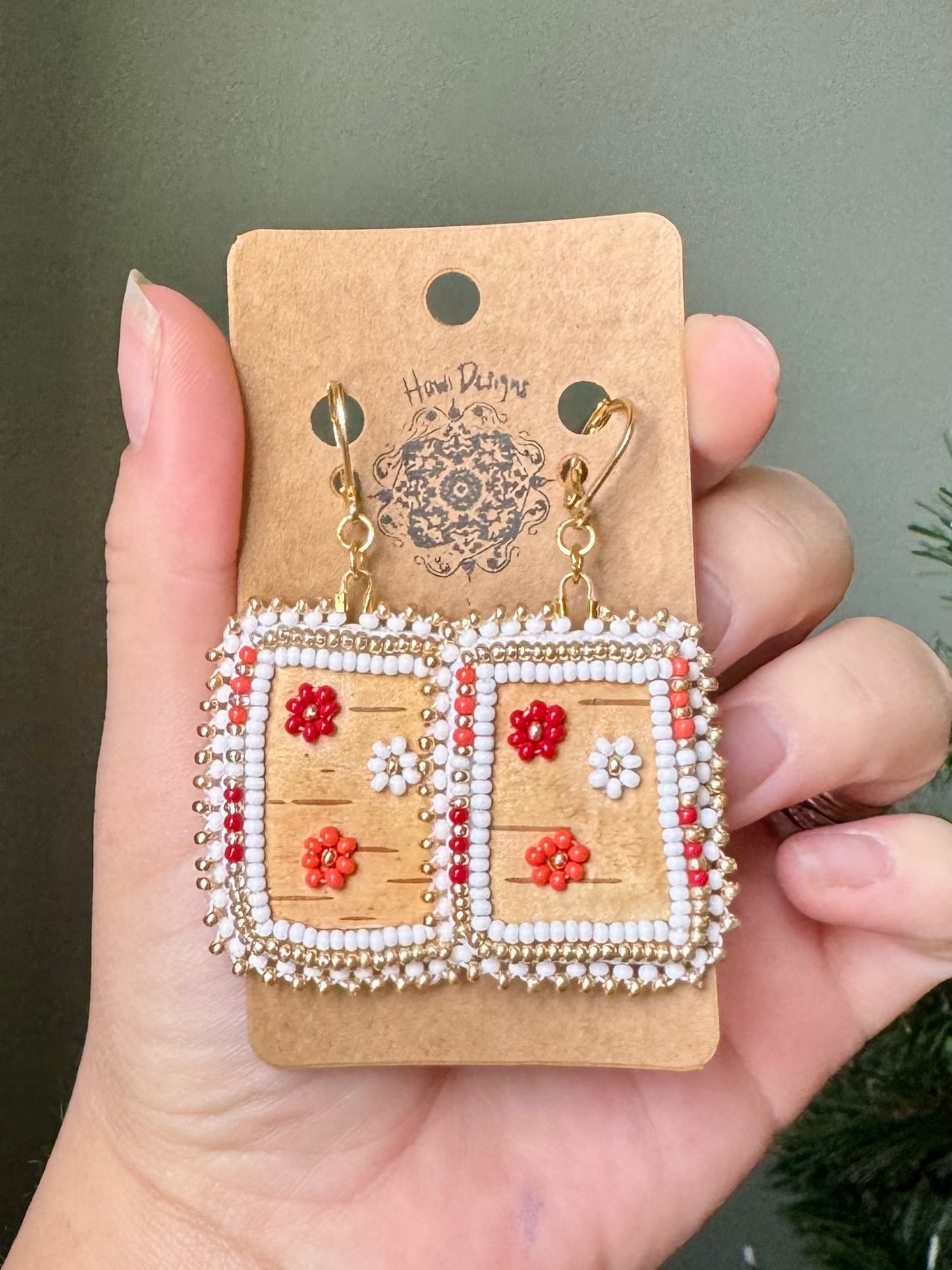 Birch Bark Floral Earrings