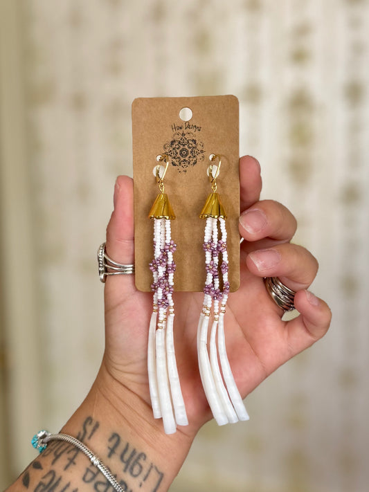 Purple & White Dentalium Shorties